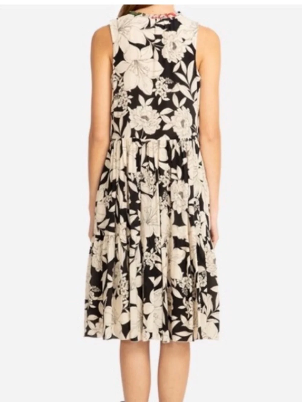 Jade by Johnny Was Juliette Silk Tiered Dress in Floral Black Size XS